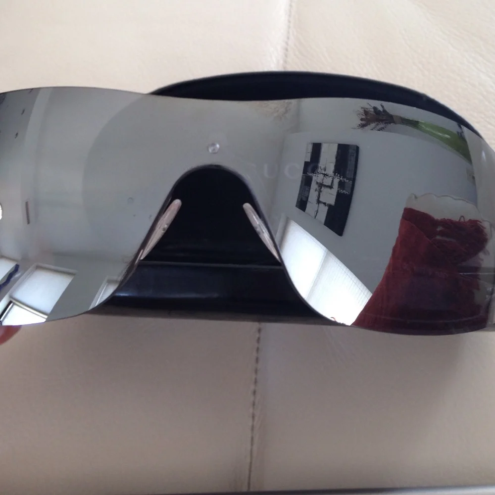Gucci Silver Shield Sunglasses with Black Case